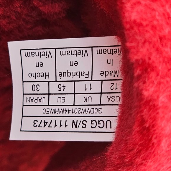 UGG Slides Samba Red Mens M FLUFF YOU Indoor Outdoor Slippers Sandals 12 USA 45 - Picture 4 of 14